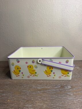 Easter Printed Metal Rectangle Chicks Decorative Basket - Spritz